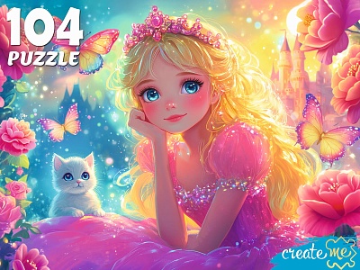 ПАЗЛЫ 104 элемента. ПРИНЦЕССА В РОЗОВОМ ПЛАТЬЕ (арт.Ф104-7604)