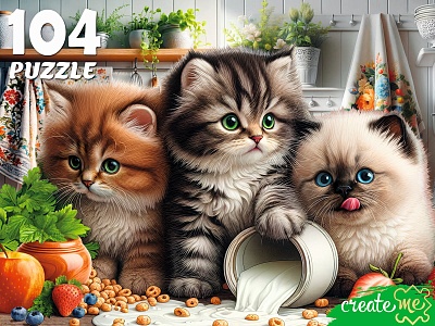 ПАЗЛЫ 104 элемента. ТРИ КОТЕНКА НА КУХНЕ  (арт.Ф104-7605)
