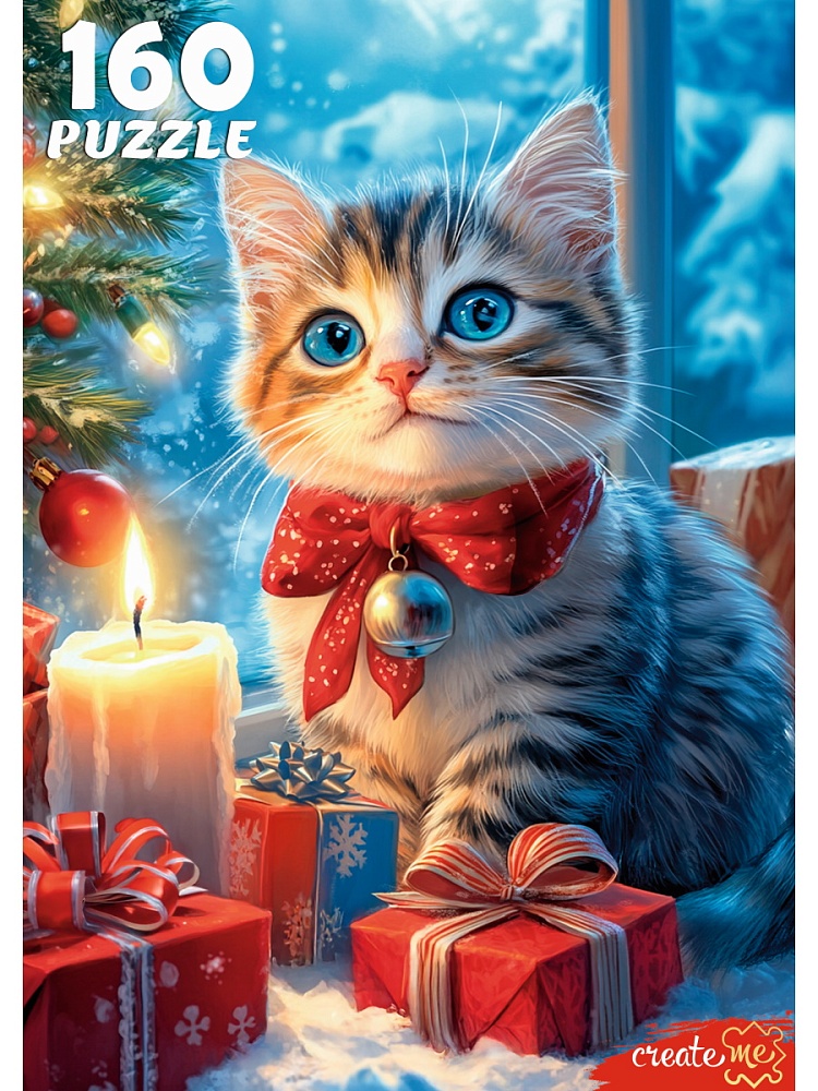 ПАЗЛЫ 160 элементов. РОЖДЕСТВЕНСКИЙ КОТЕНОК (арт.Х160-7606)