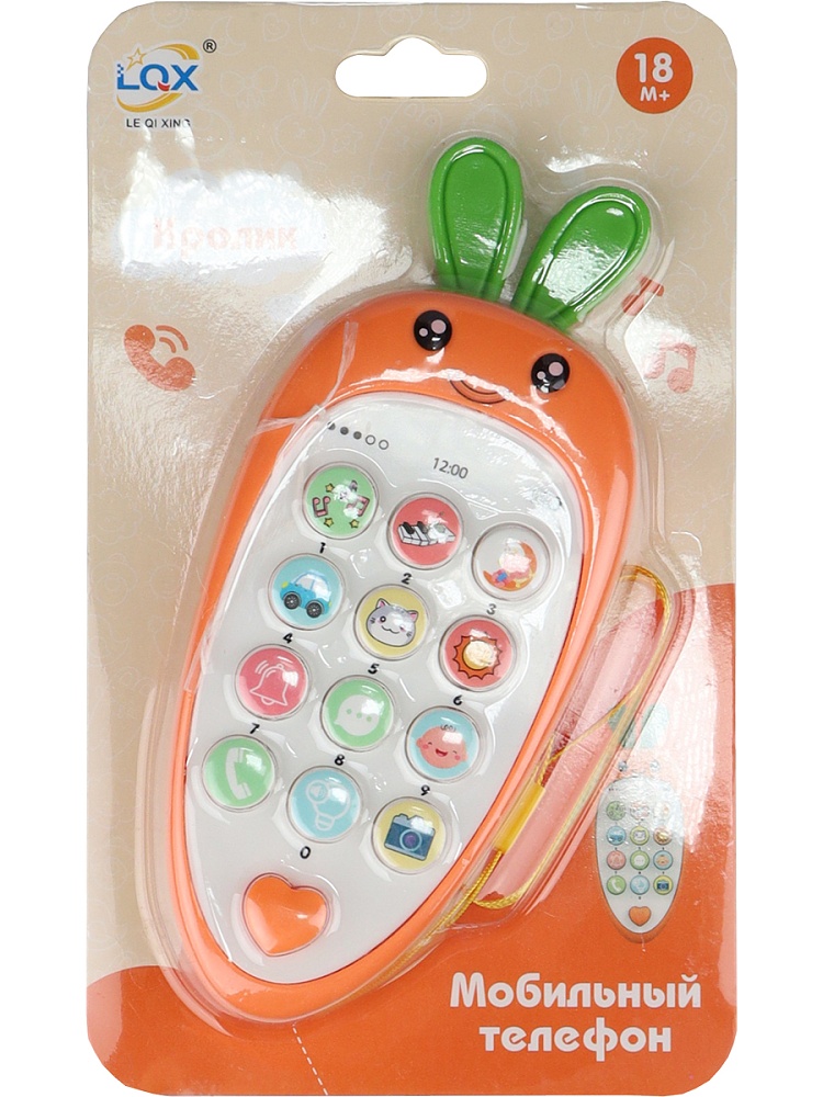Муз.телефон с прорезывателем Кролик(русская озвучка и кор,бат. 2*ААА не в компл)(Арт.FCJ1064716)