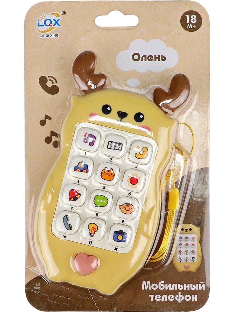 Муз.телефончик с прорезыват. Олень(русская озвучка и кор.,бат. 2*ААА не в компл)(FCJ1064720)