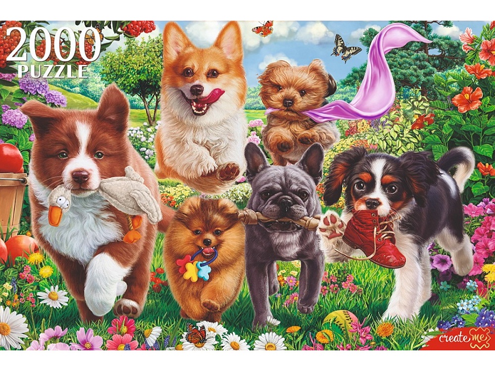 ПАЗЛЫ 2000 элементов. БЕГУЩИЕ ЩЕНКИ  (арт. Ф2000-6649)