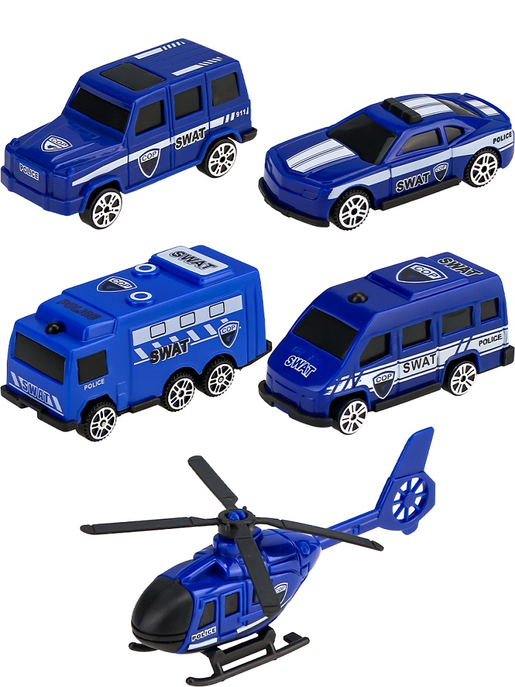 Набор машинок Полиция (4 машинки и вертолёт, в пакете)(Арт. 2926329)