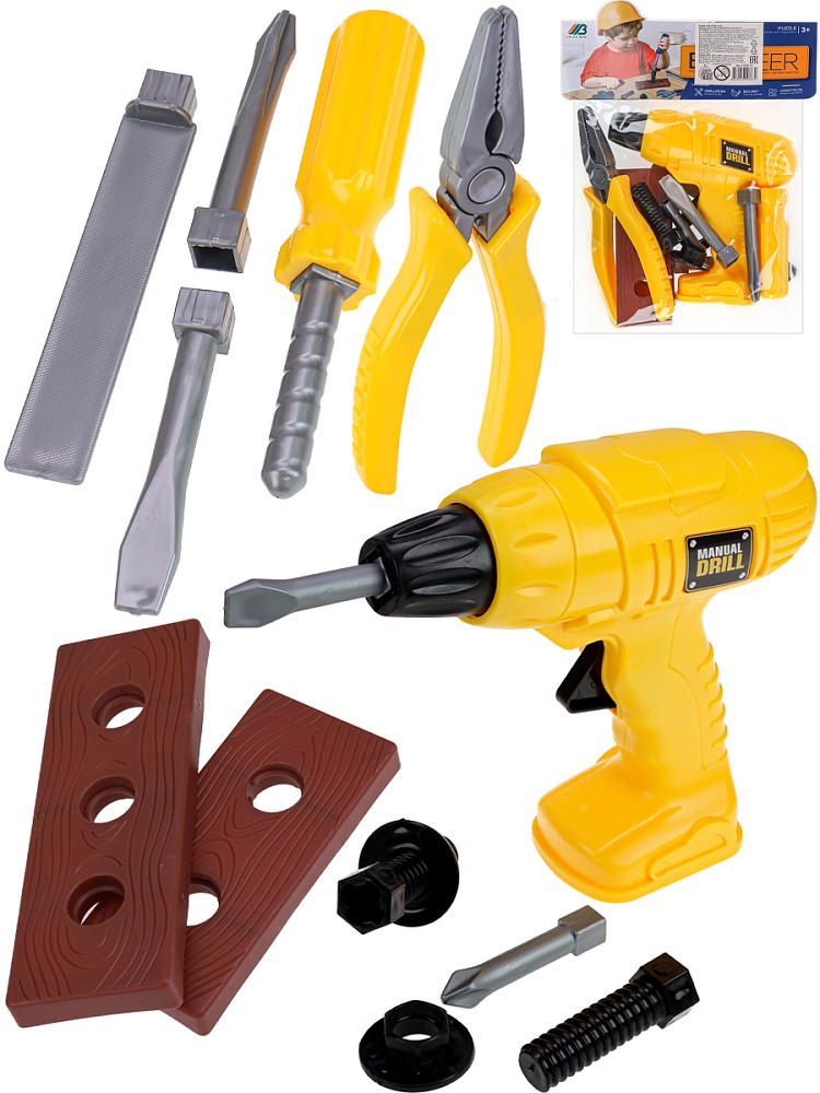Набор инструментовРемонтное дело(38,5х26,5 см)(14 предметов,дрель инеционная,в пакете) 2318217