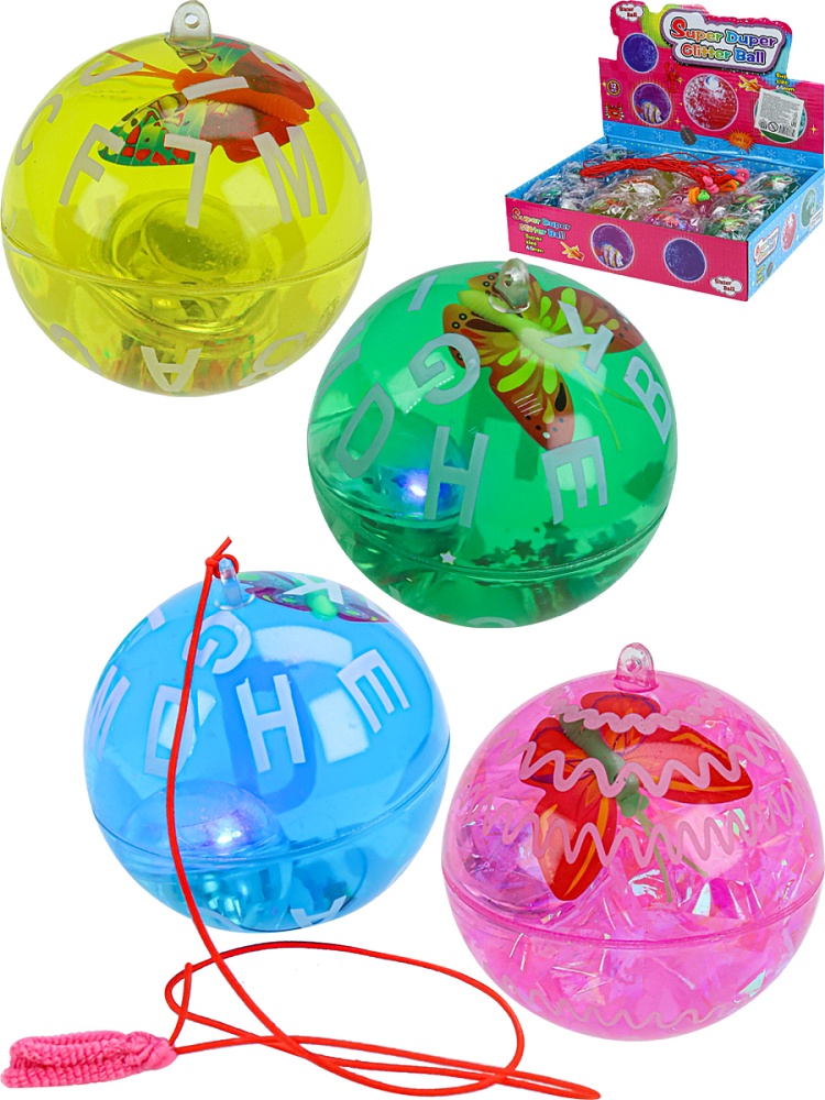 Мяч световой с веревкой Буквы 6,5см, пищит, кратно 12 ( Арт. ИК-2955)