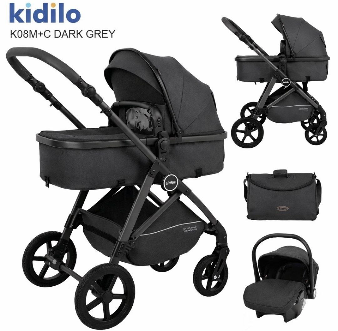 Детская коляска, цвет DARK GREY  арт.K 08 M+C Kidilo