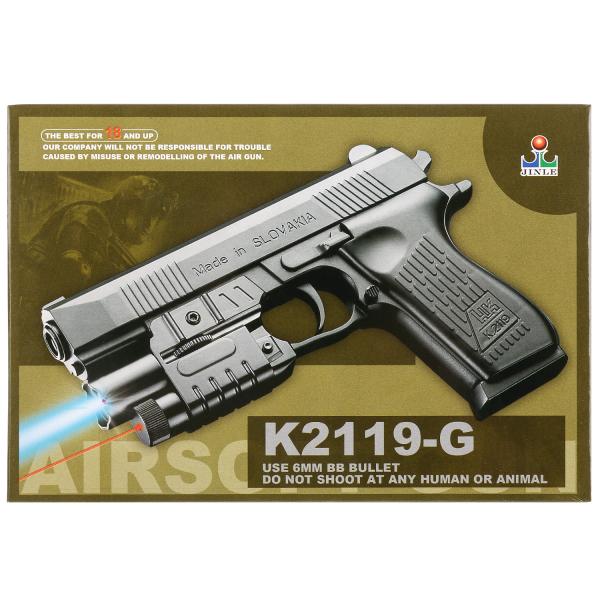 Пистолет с лазер. прицелом, с фонарем K2119-G в кор. 1B00113
