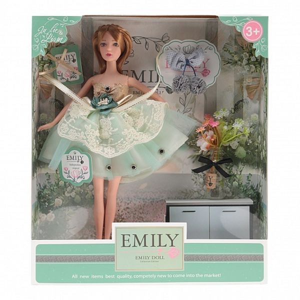 Кукла  Эмили  с бирюзовым бантиком 28 см.