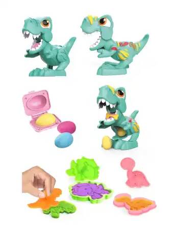 Набор для лепки Динозавр, тесто 6 цветов, пластиковый динозавр, 9 формочек (Вид 3)