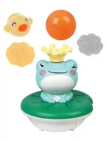 Игрушка для купания Царевна-лягушка: 4 насадки-фонтанчики, шарик держится на струе воды, эл.пит. А