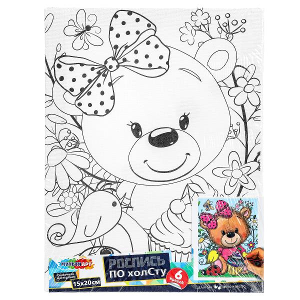 Набор д/дет тв-ва холст для росписи 15*20 см медвежонок МУЛЬТИ АРТ CANV15X20-118897