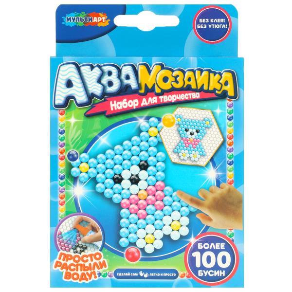 Аквамозаика 100 бусин медведь МУЛЬТИ АРТ AB-100BEAR