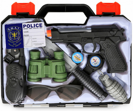 Игровой набор Полиция, свет, звук, в комплекте предметов 10шт., тестовые батарейки AG10/LR54*3 шт.,  (Вид 1)
