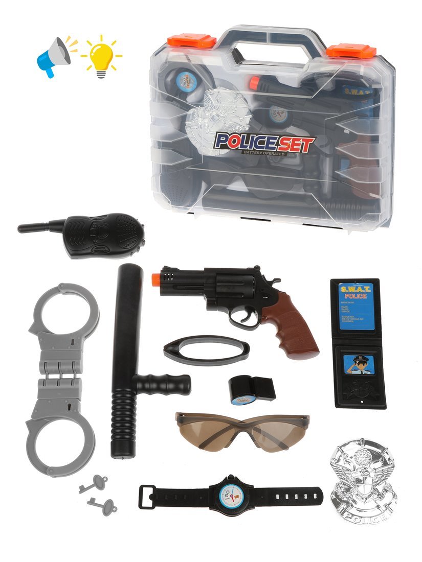 Игровой набор Полиция, свет, звук, в комплекте: предметов 10шт., тестовые элементы питания AG10/LR54