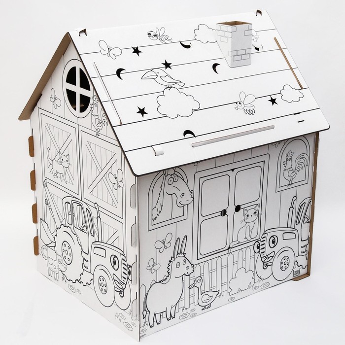 Дом из картона Дом-раскраска набор для творчества, Синий трактор 7087794 (Вид 3)