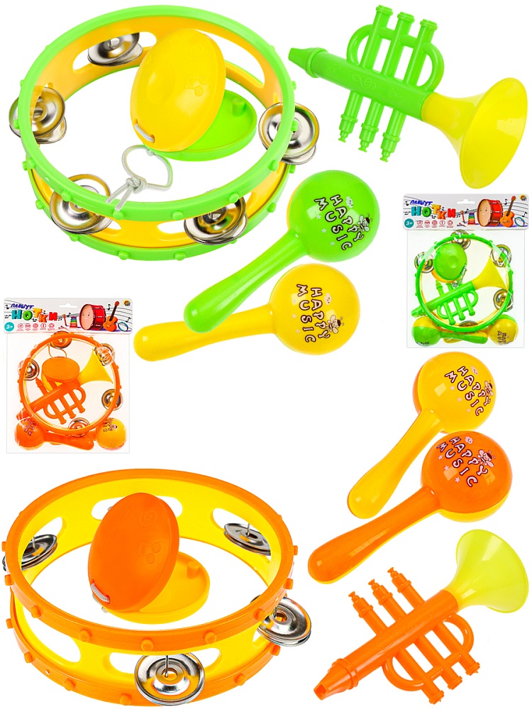 Набор музыкальных инструментов Веселые мелодии (5 предметов, 2 вида микс,в пакете) (Арт. ИМ-5836)