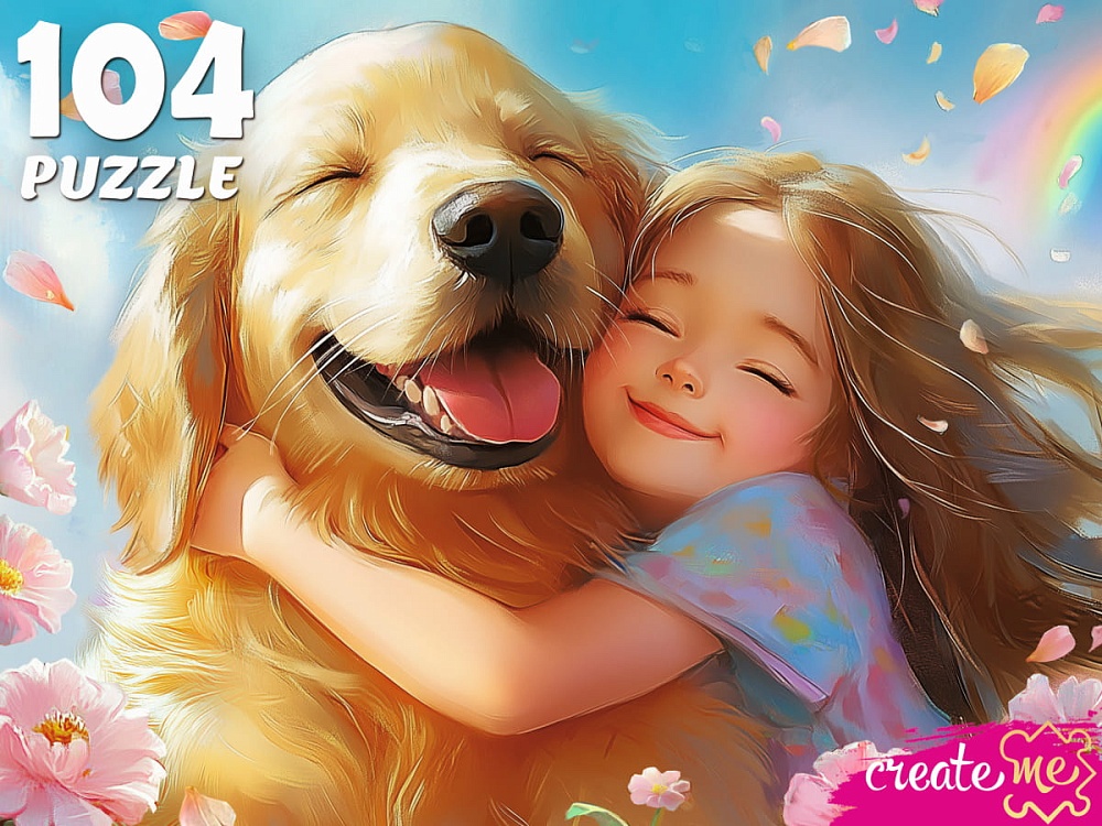 ПАЗЛЫ 104 элемента. ДЕВОЧКА С ЛЮБИМОЙ СОБАКОЙ (арт. П104-6658)