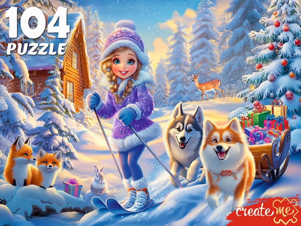 ПАЗЛЫ 104 элемента. ЗИМНИЕ ГОНКИ (арт.П104-7602)