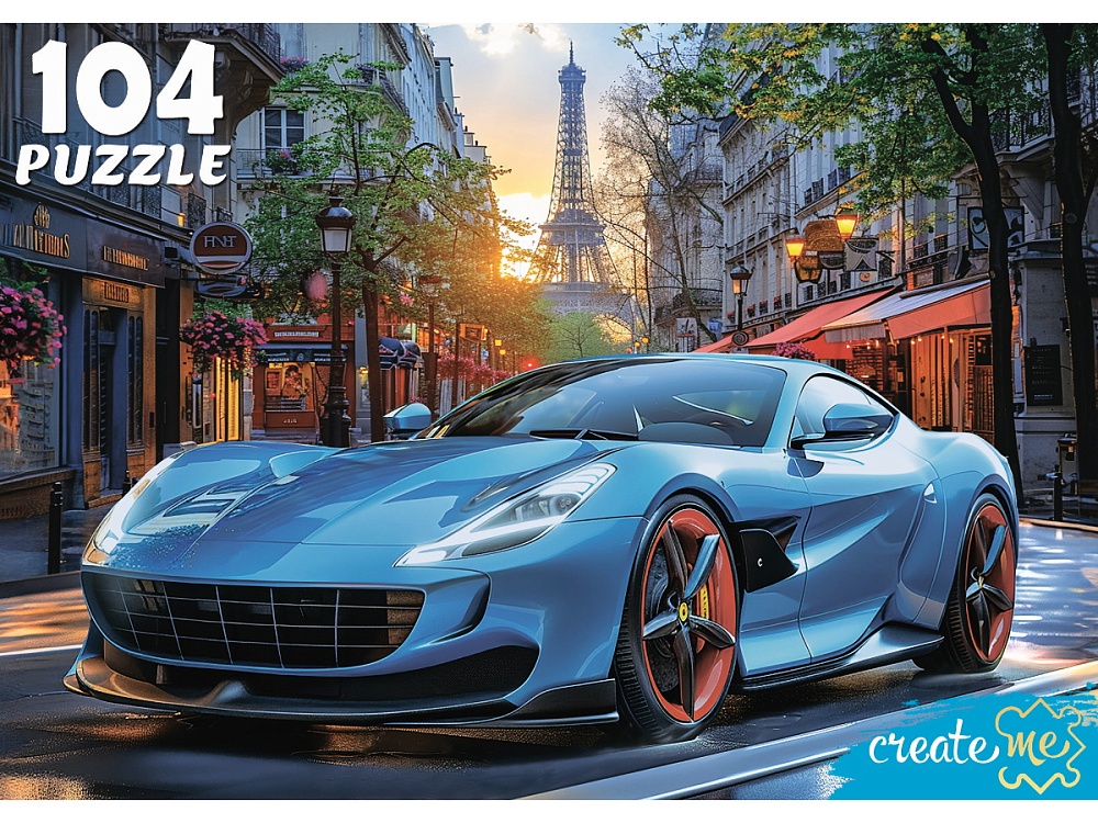 ПАЗЛЫ 104 элемента. ШИКАРНЫЙ АВТОМОБИЛЬ В ПАРИЖЕ (арт.УК104-0203)