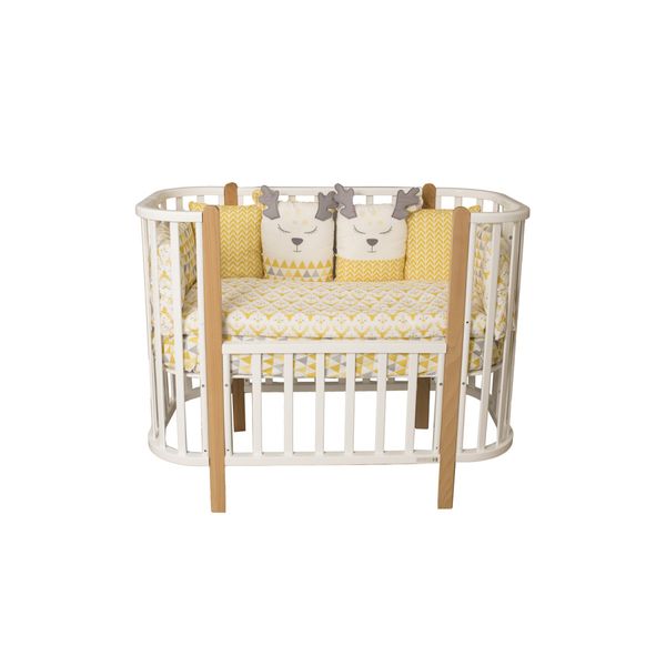 Кровать детская NUVOLA 3 в 1 кровать-манеж-диванчик (в компл. 2 упак.) (белый-натуральны)+Маятник к 