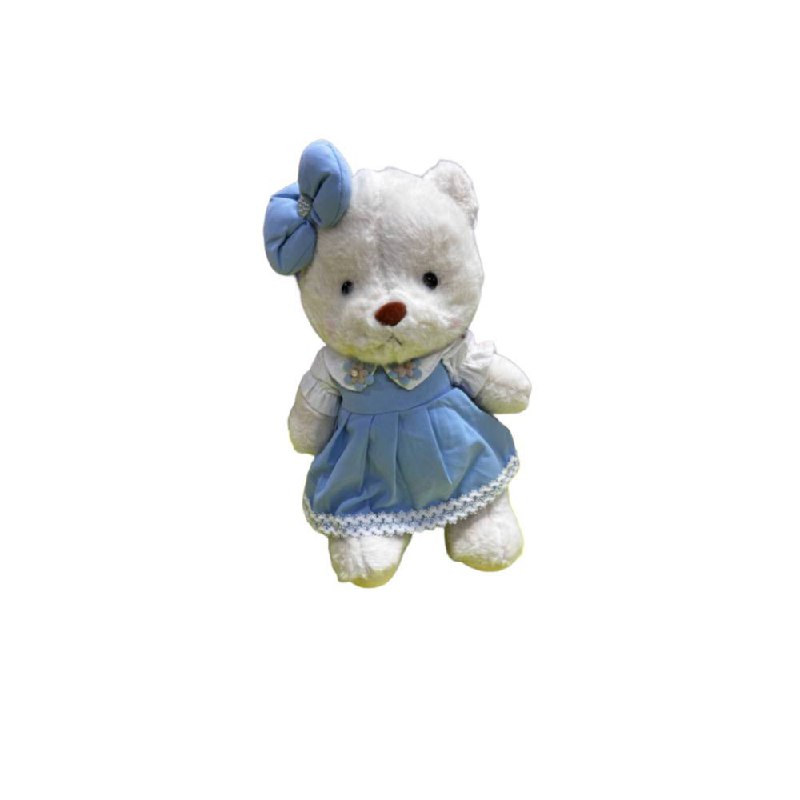 Мягкая игрушка Мишка в голубом платье с бантом 30см (Вид 1)