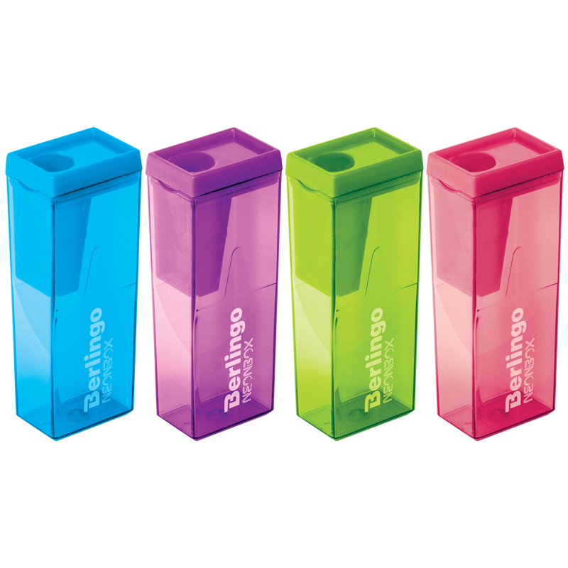 Точилка пластиковая Berlingo NeonBox 1 отверстие, контейнер, ассорти (Вид 1)