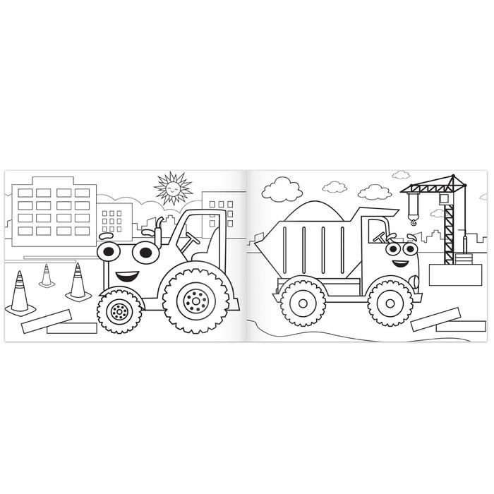 Раскраска Стройка, Синий трактор, А5, 12 стр, Синий трактор 7333112 (Вид 2)
