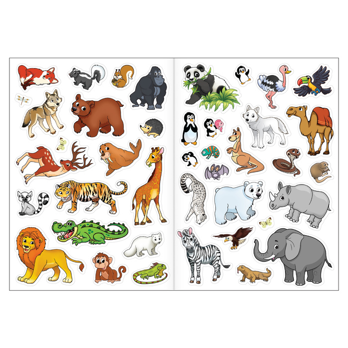 Книжка-раскладушка с многоразовыми наклейками Мой весёлый зоопарк    3789691 (Вид 4)