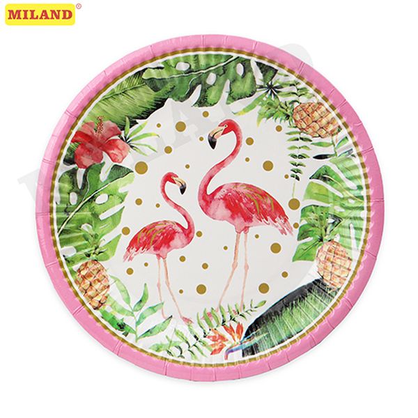Бумажные тарелки Красивые фламинго,18 см,6 шт, еврослот СП-5304