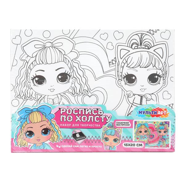 Холст для росписи по контуру 15х20 см модные девчушки МУЛЬТИ АРТ CANV15X20-LO (48)