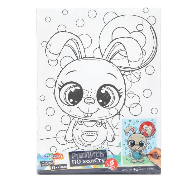 Холст для росписи 15*20 см зайка и сердечко МУЛЬТИ АРТ CANV15X20-RAB3 (48)