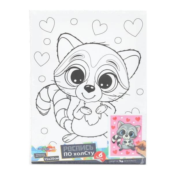 Холст для росписи 15*20 см милый енотик МУЛЬТИ АРТ CANV15X20-RAC (48)