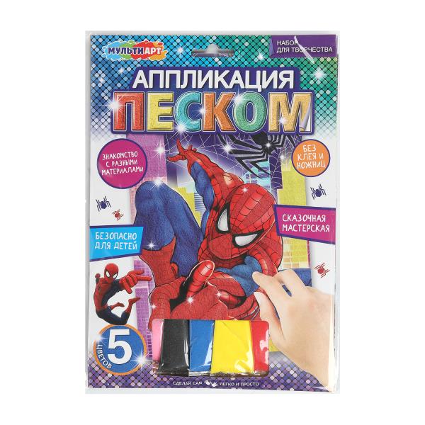 Аппликация песком матовая 17*23 см человек паук МУЛЬТИ АРТ SANDM-110758