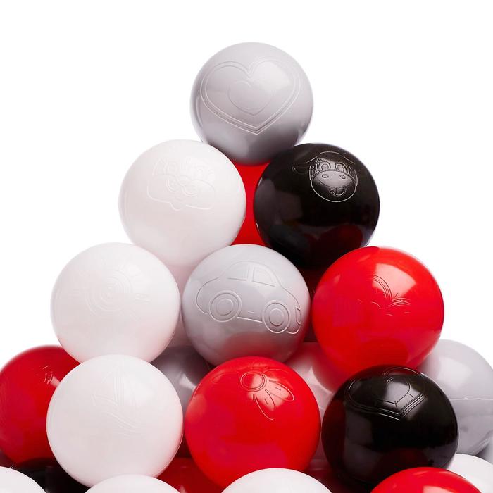Набор шаров 150 шт (красный  , Серый , белый, черный ) 4328411