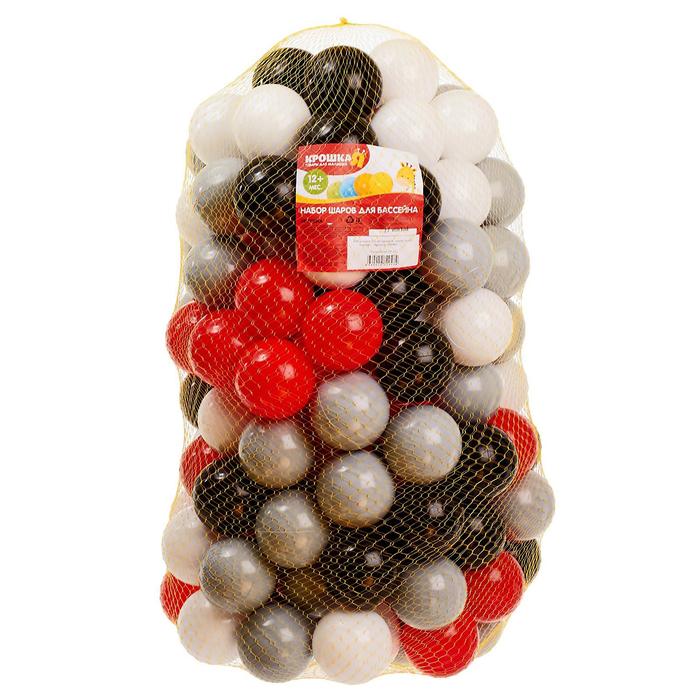 Набор шаров 150 шт (красный  , Серый , белый, черный ) 4328411 (Вид 5)