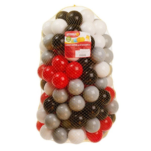 Набор шаров 150 шт (красный  , Серый , белый, черный ) 4328411 (Вид 2)