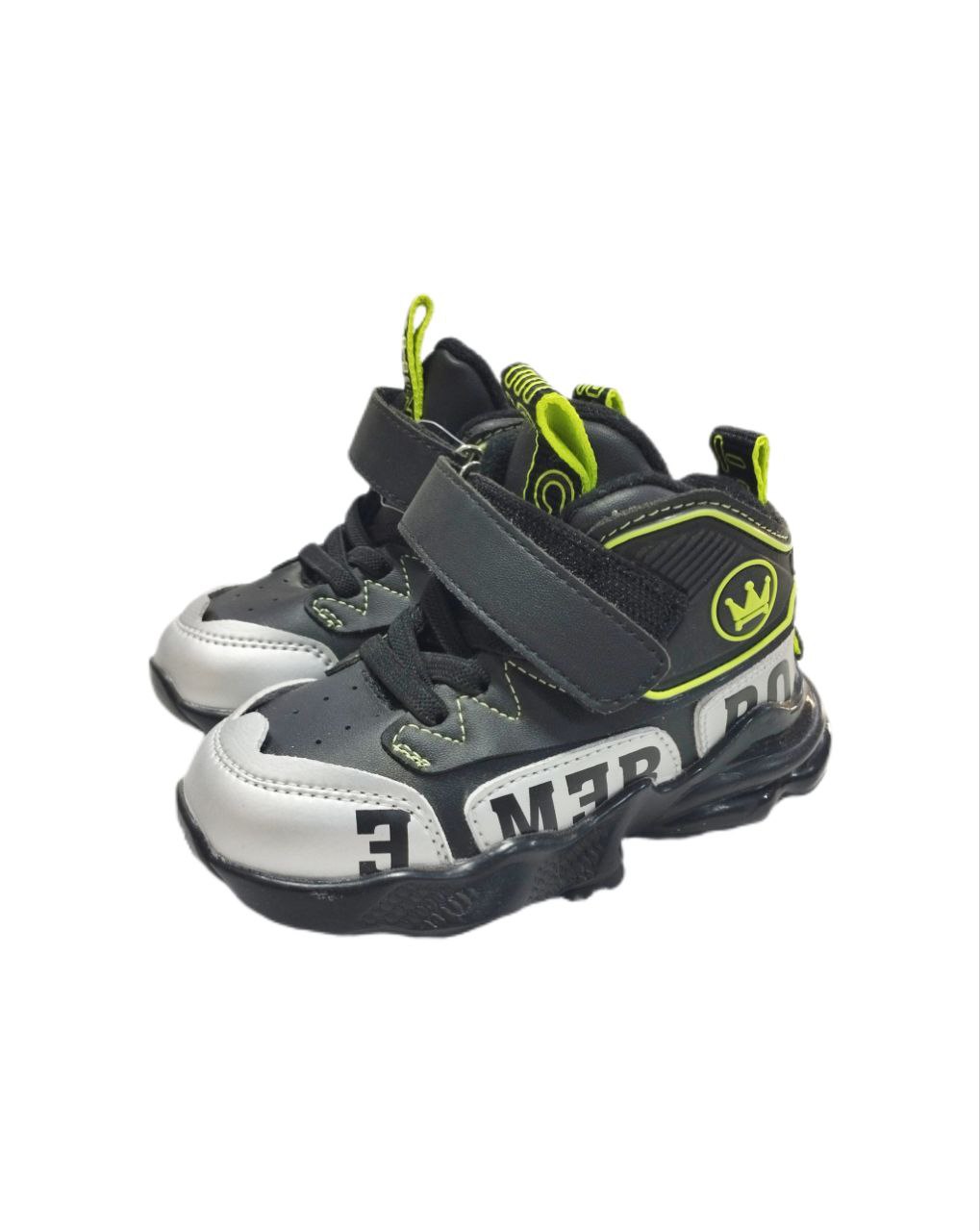 Ботинки уни черн с зел р21