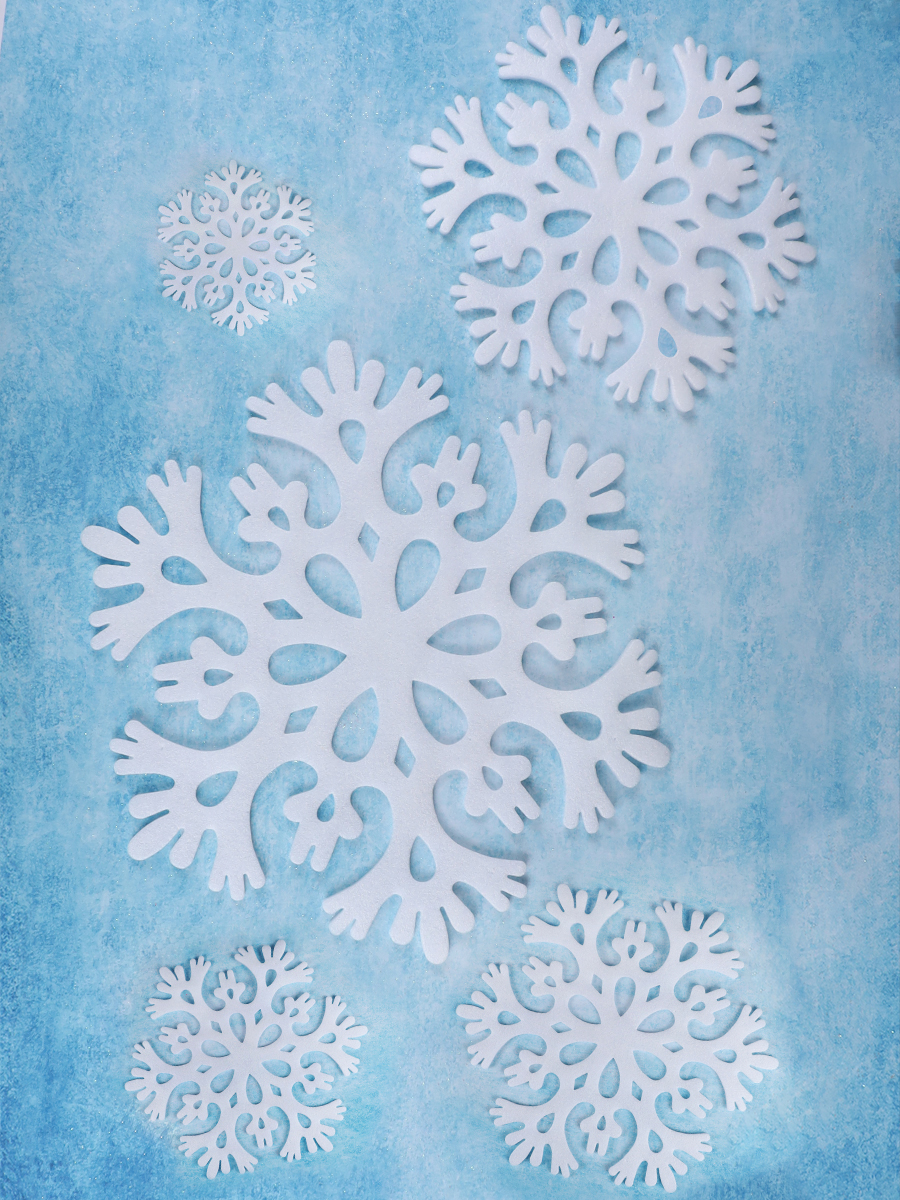 Набор белых новогодних снежинок 12, 16, 21,5, 29, 40 см 5 шт НУ-4996 (Вид 1)