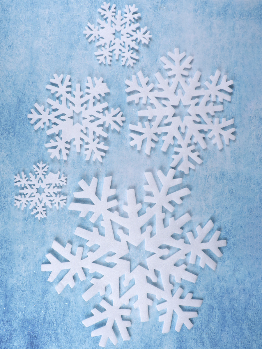 Набор белых новогодних снежинок 13, 16,5, 21,5, 30, 43,5 см 5 шт НУ-4995 (Вид 1)