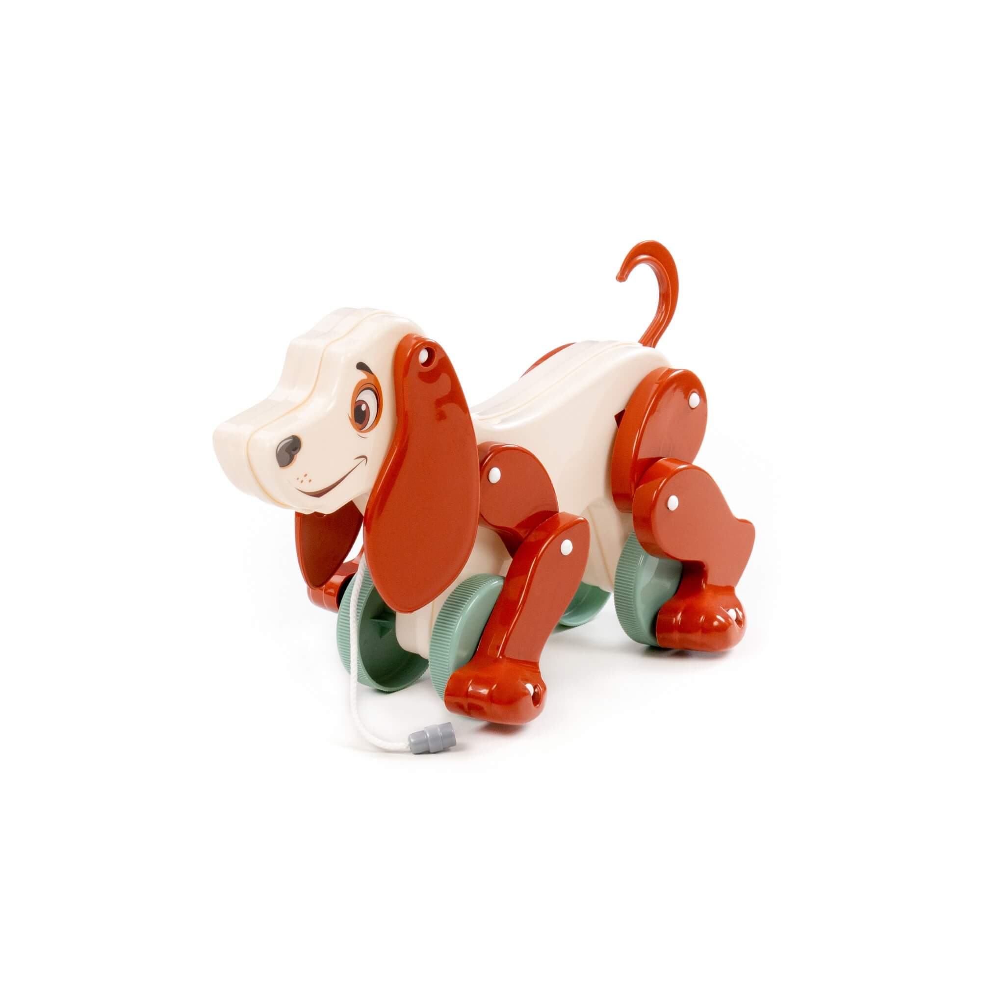 арт 48701, Собака-каталка Боби (бело-коричневый) (в пакете) (Вид 2)