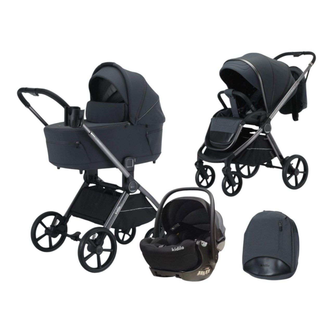 Детская коляска, цвет GREY арт.767  3в 1 Kidilo