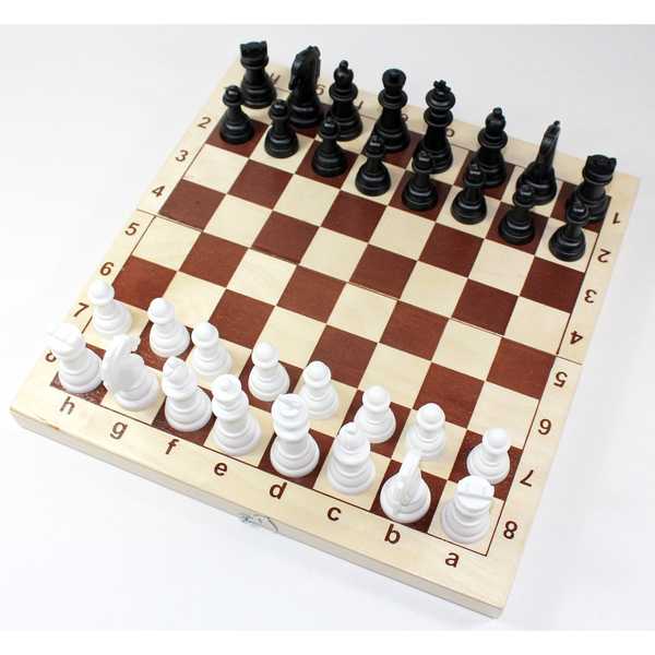 Игра настольная Шахматы и шашки (деревянная коробка, пласт.фигуры, поле 29х29см) арт.03879 (Вид 1)