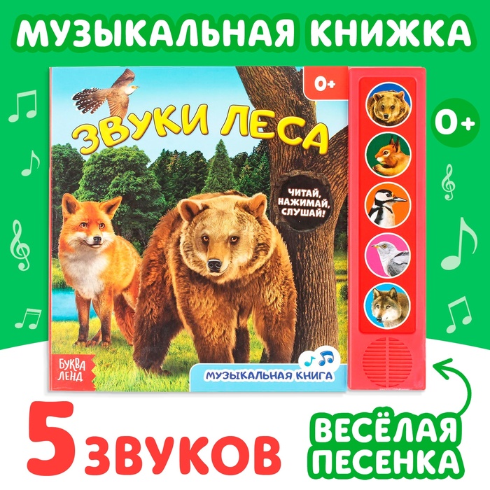 Книжка с музыкальным чипом Звуки леса 22 х 17 10 стр. 2602822
