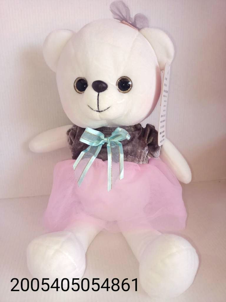 Мягкая игрушка Медведь белый в платье 34 см (Вид 1)
