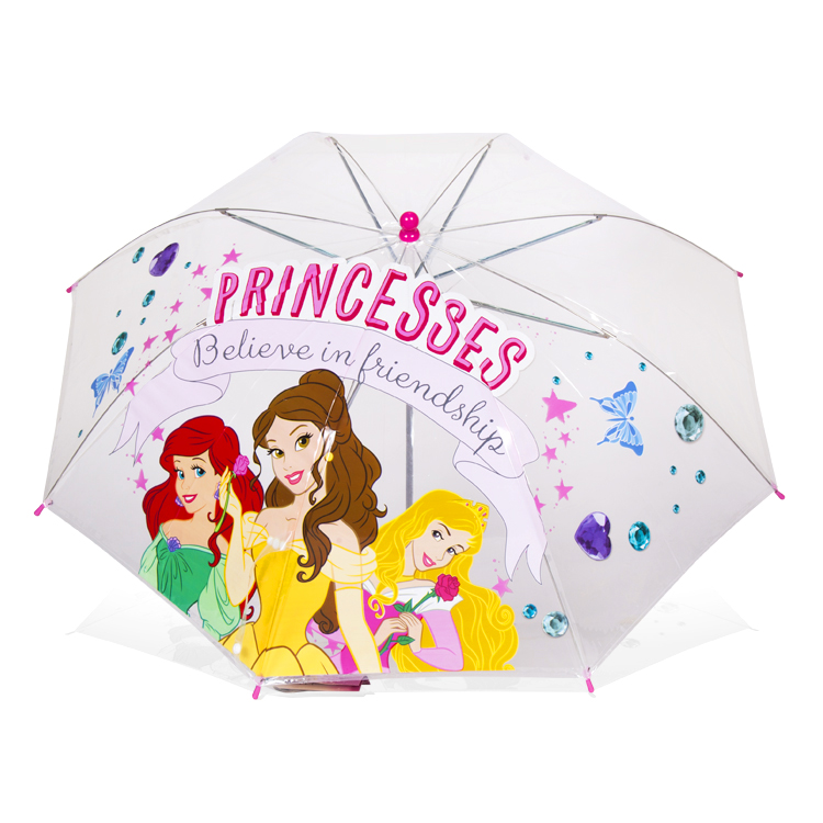 Зонт детский Принцесса Disney Белль, Ариэль и Аврора (50 см, прозрач., авто., POE)