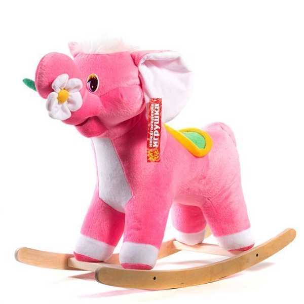 Качалка Слон с цветком розовый См-750-4Сл