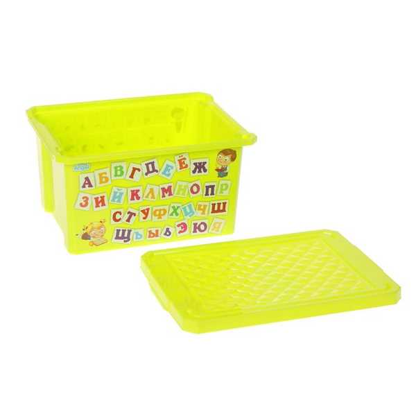 Детский ящик для хранения игрушек X-BOX Обучайка Азбука 17л салатовый LA1023
