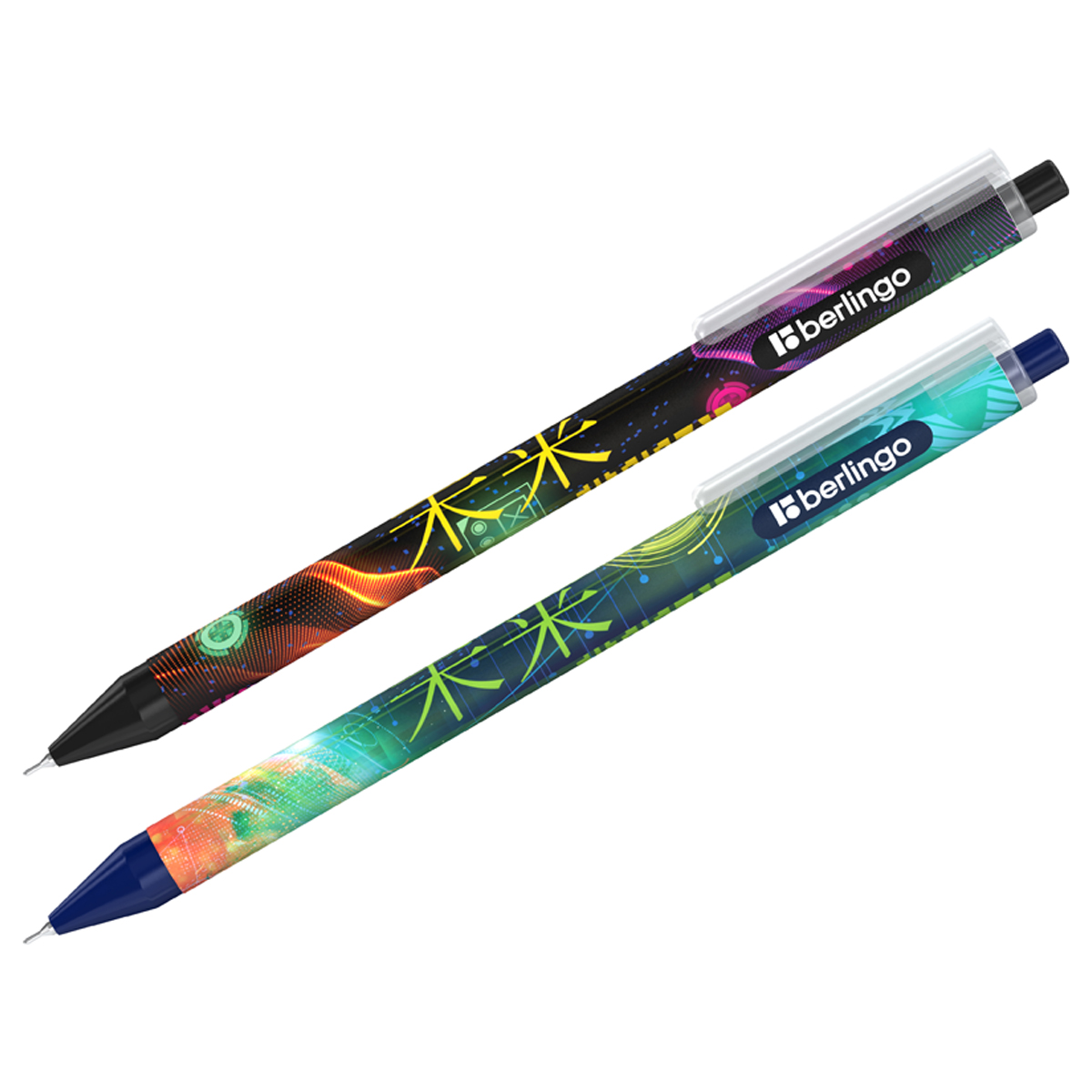 Ручка шариковая Berlingo Futureal синяя, 0,7мм, грип, рисунок на корпусе, soft-touch, ассорти (Вид 1)