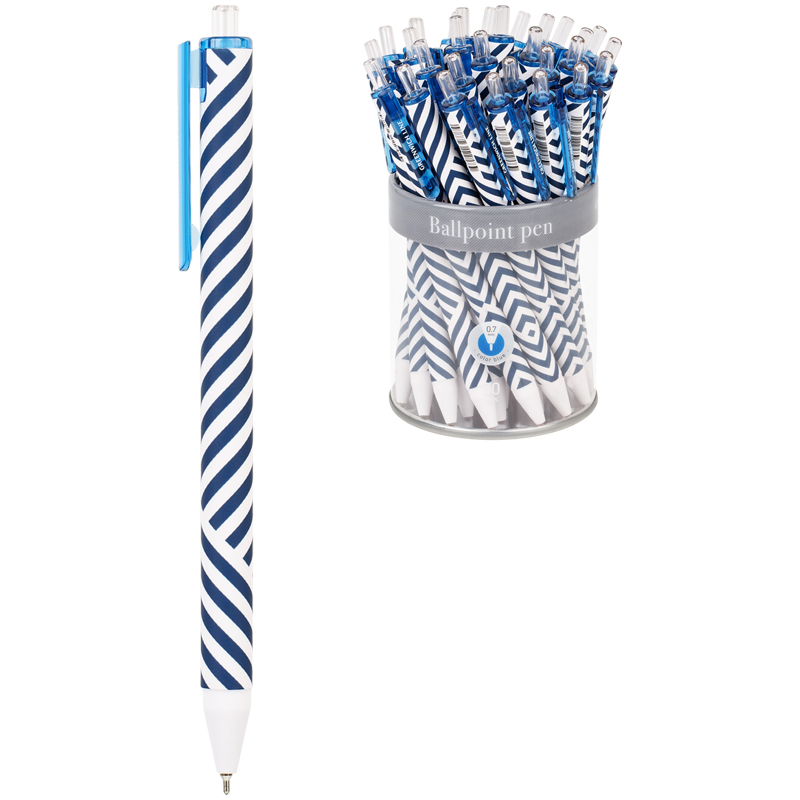 Ручка шариковая автоматическая Greenwich Line Classy stripes синяя, 0,7мм, игольчатый стержень, со (Вид 1)