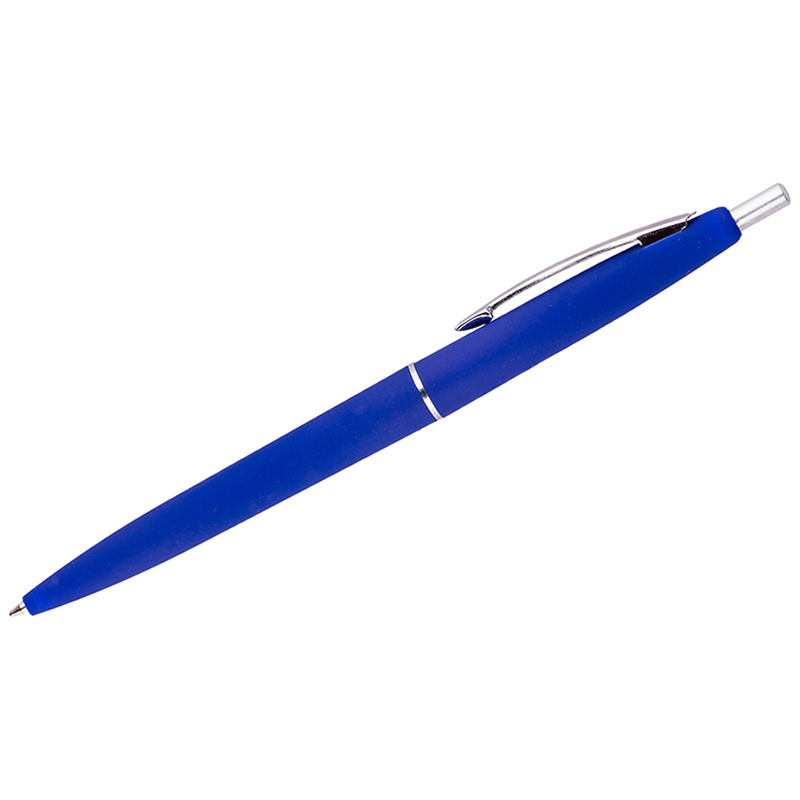 Ручка шариковая автоматическая OfficeSpace Business синяя, 0,7мм, синий антискол. корпус (Вид 1)